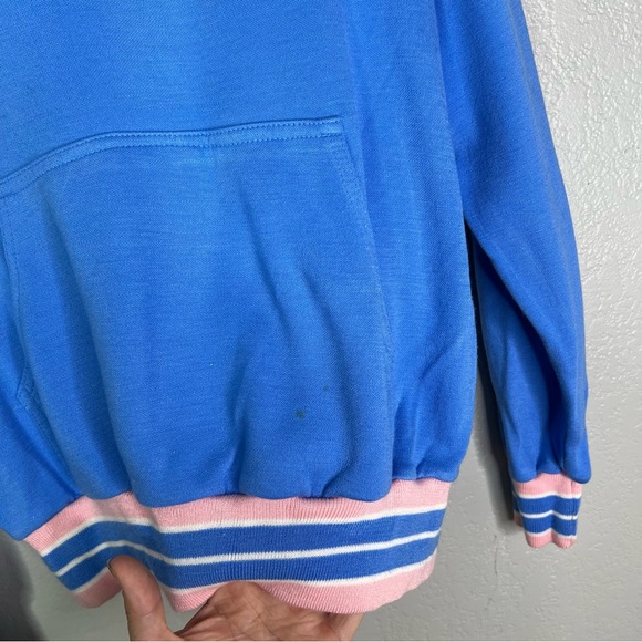 Puma Vintage 80s Dead Stock Light Blue & Pink Striped Sweatshirt sz medium - Picture 4 of 4